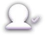 A white, 3D User icon with a checkmark.
